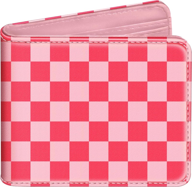 Funermei Cute Wallet for Women Girls Plaid Bifold Wallet Aesthetic Girly Design Credit Card Holder RFID Blocking Id Cash Pretty Slim Small Bi-fold Wallets with Coin Pocket for Teen Little Girl - Image 1